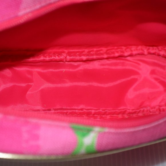 Lilly Pulitzer For Estee Lauder Cosmetic Bag Makeup Tote Pink Green Floral 5 x 9 - Picture 8 of 9